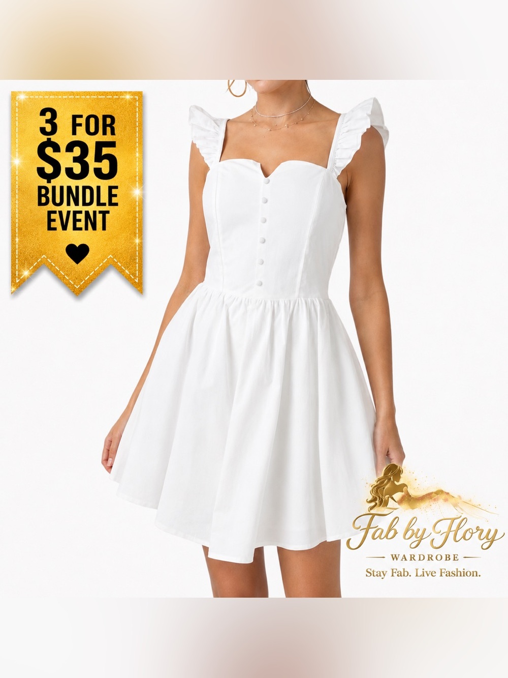 BABY PINK- Mini Dress With Full Skirt